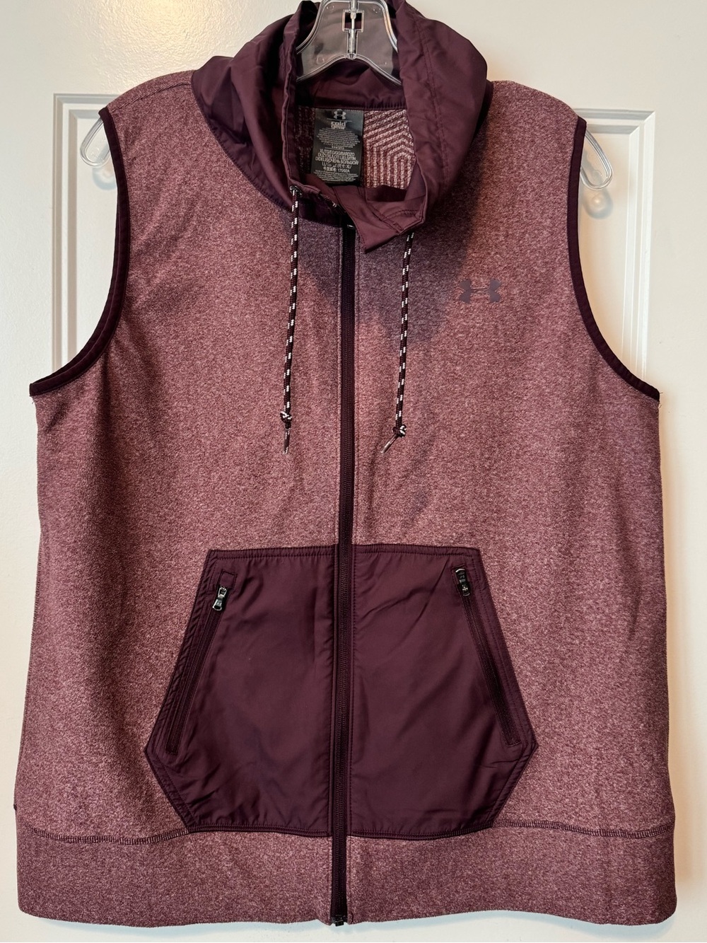 Under Armour ColdGear Full Zip Sleeveless Vest Heathered Burgundy XL
